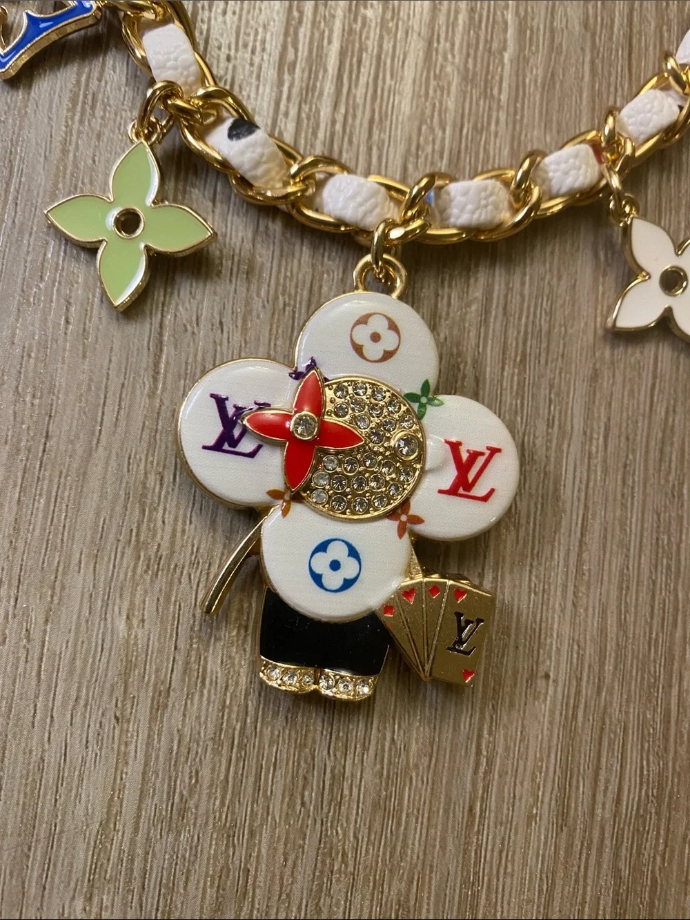 Louis Vuitton Vivienne Chain Bag Charm Multicolor Monogram Flowers Limited Editi